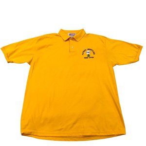Vintage 90s Golf Open Polo Shirt Jerzees Yellow Men Large Athletic Cut Retro 96'